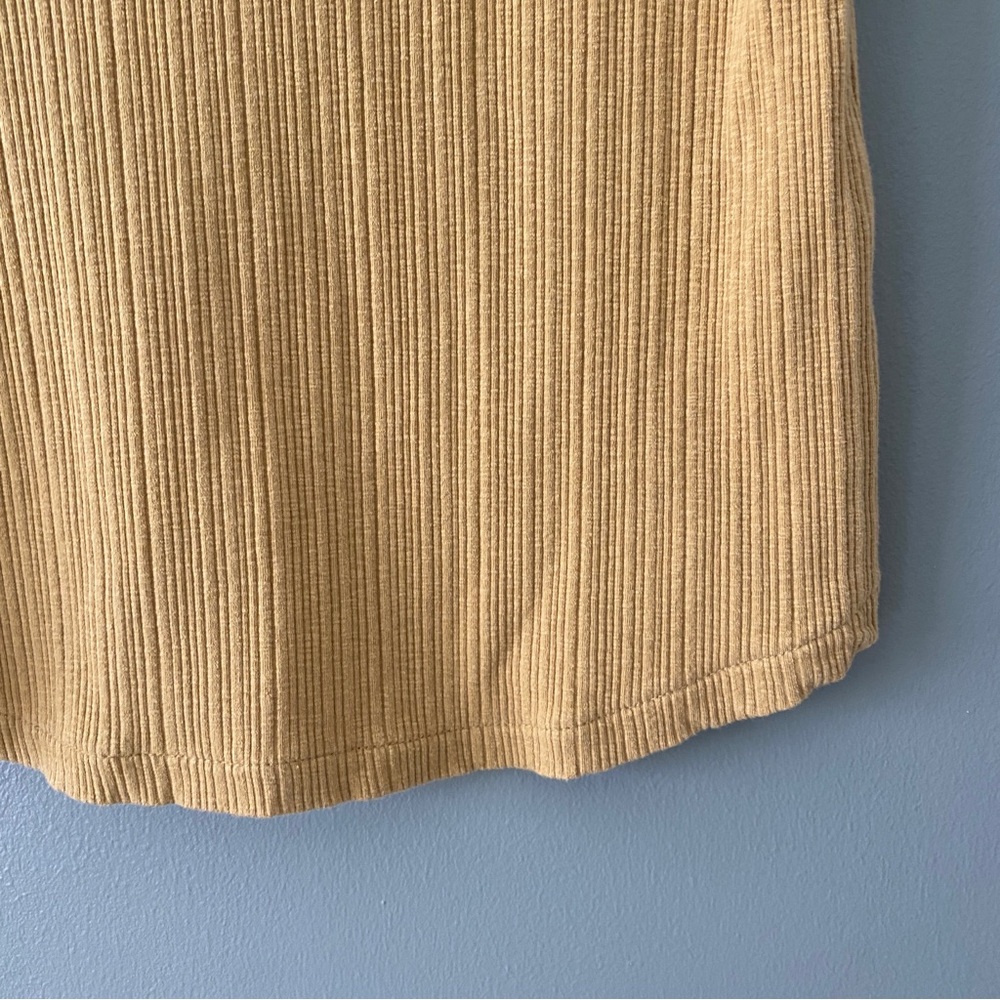 Madewell Pointelle Button-Front Slim Tee, Gold Color with Brown Buttons, Size S - Picture 7 of 11